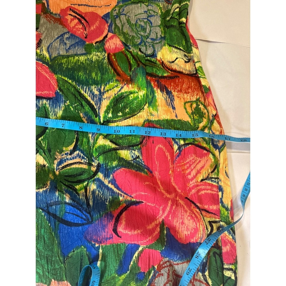 Jams World Vintage Floral Crushed Rayon Sleeveless Sheath Dress Multi Size 7 - Picture 9 of 10
